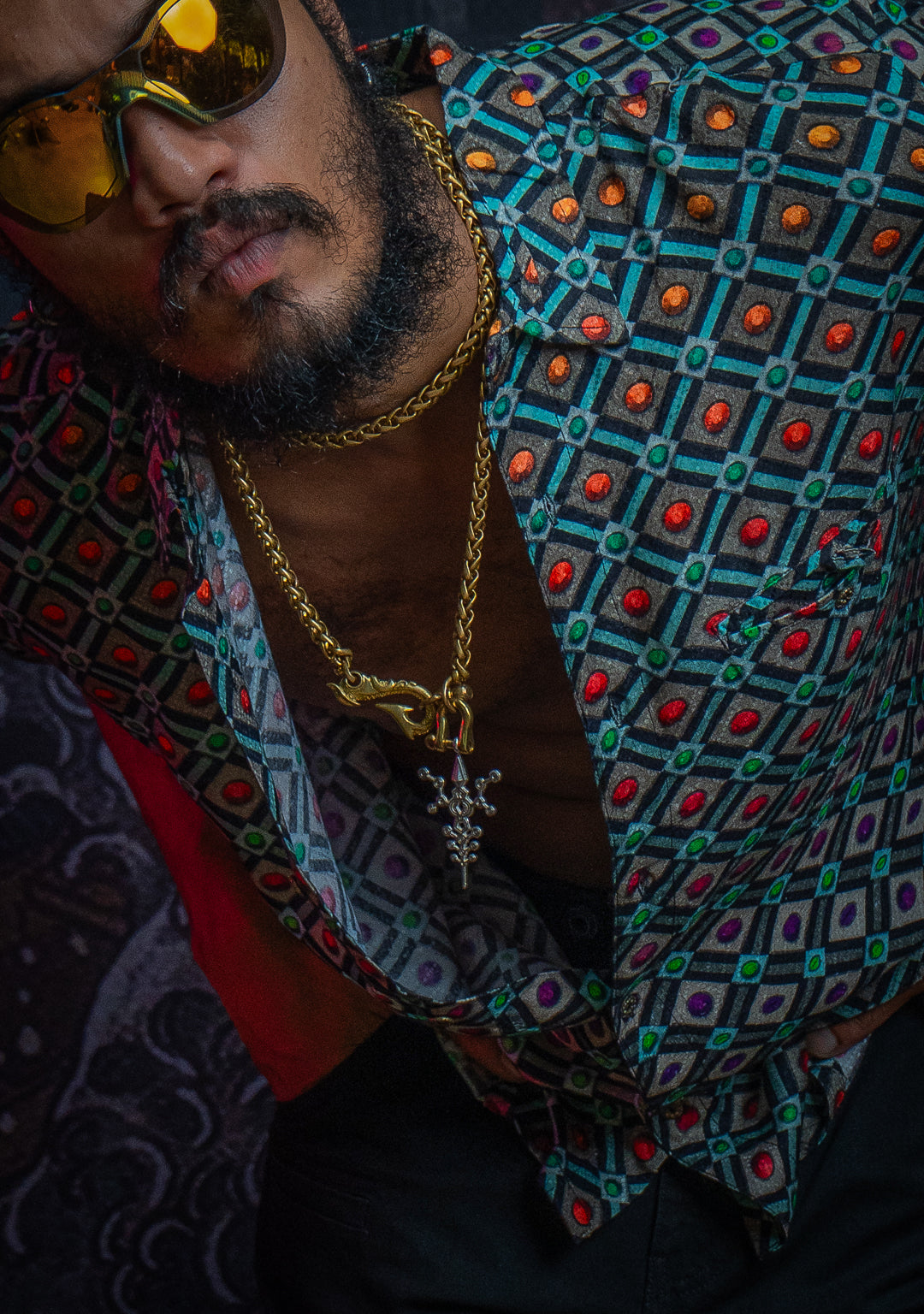 Shirt Men Half Sleeves / Viscose Diamond Weave- STRABERRY ICE